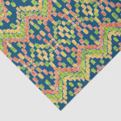 Chic Exotisch Etnisch Ikat Patroon op Blauw Tissuepapier (Detail)