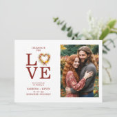 Chic Exquisite Love Quote Fall Floral Heart-Shape  Save The Date (Staand voorkant)