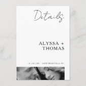 Chic Extra Minimalist Black & White Photo Wedding Informatiekaartje (Voorkant)