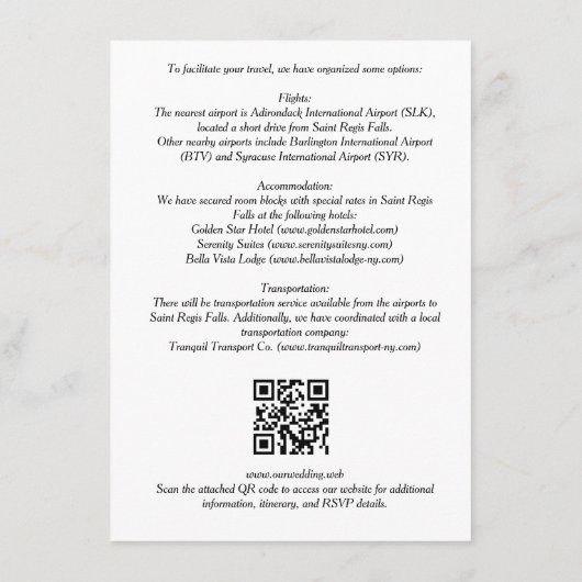 Chic Extra Minimalist Black & White Photo Wedding Informatiekaartje (Achterkant)