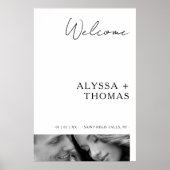 Chic Extra Minimalist Black & White Photo Wedding Poster (Voorkant)