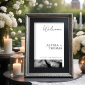 Chic Extra Minimalist Black & White Photo Wedding  Poster