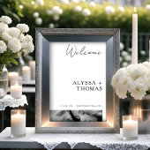 Chic Extra Minimalist Black & White Photo Wedding Poster