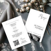 Chic Extra Minimalist Black & White Photo Wedding  RSVP Kaartje