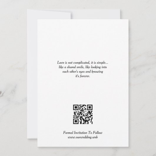 Chic Extra Minimalist Black & White Photo Wedding  Save The Date (Achterkant)