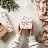Chic Fa La La La Hand Lettering Pink Festive Holly Cadeaupapier