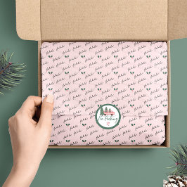Chic Fa La La La Hand Lettering Pink Festive Holly Tissuepapier