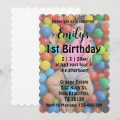 chic faded fotomeisje 1e verjaardag uitnodiging (Voorkant / Achterkant)