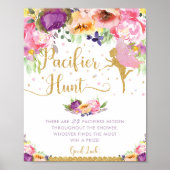 Chic Fairy Paars Pink Floral Pacifier Hunt Game Poster (Voorkant)