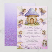 Chic Fairy Paarse schattige Floral Garden Baby sho Kaart (Voorkant / Achterkant)