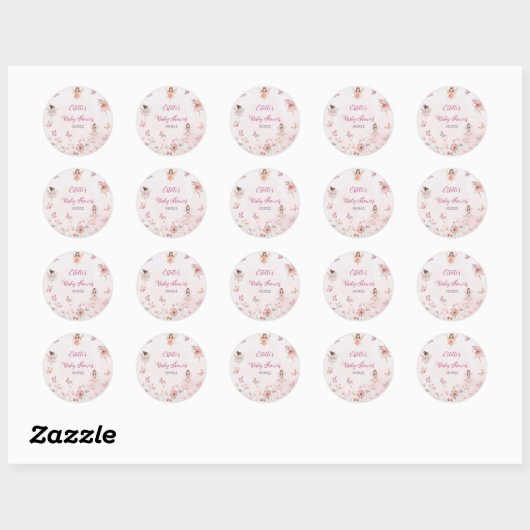 Chic Fairy Princess Baby shower Stickers (Vel)
