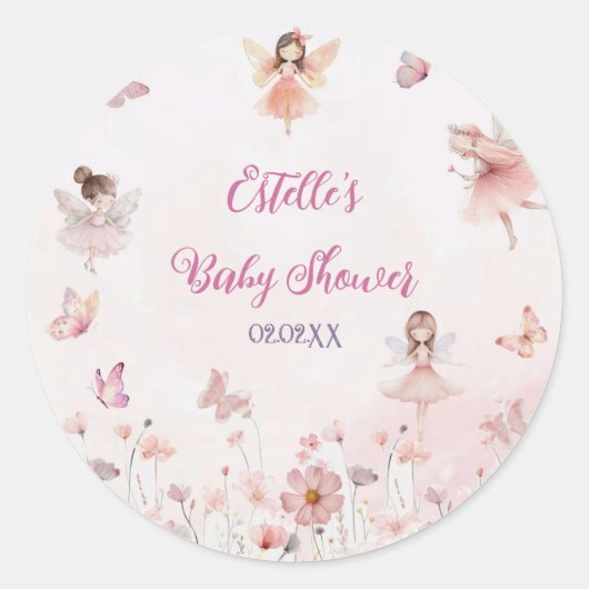 Chic Fairy Princess Baby shower Stickers (Voorkant)