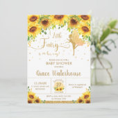 Chic Fairy Zonnebloem Bloemen Baby shower Meisje Kaart (Staand voorkant)