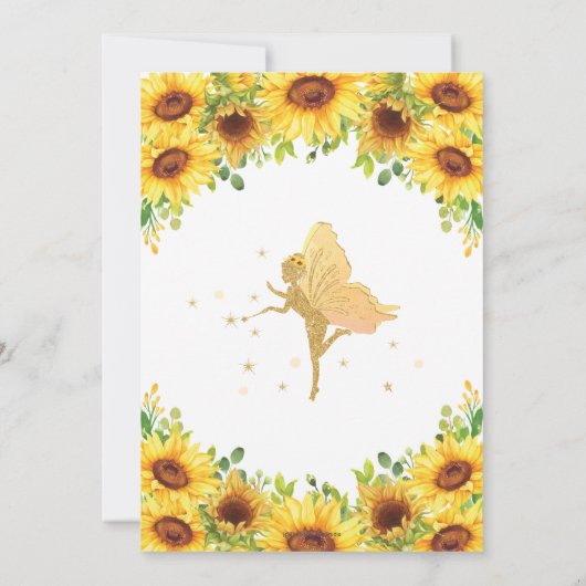 Chic Fairy Zonnebloem Bloemen Baby shower Meisje Kaart (Achterkant)