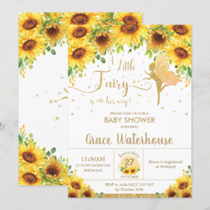 Chic Fairy Zonnebloem Bloemen Baby shower Meisje Kaart
