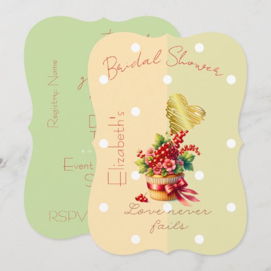 Chic Faith Bloemig Bes Bow Cupcake Stippen Hart Kaart (Voorkant / Achterkant)