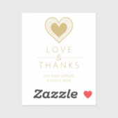 Chic Fake Gold Black Heart Lace Effect Love Thanks Sticker (Vel)