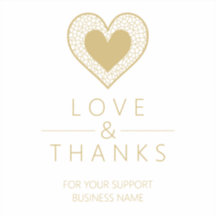 Chic Fake Gold Black Heart Lace Effect Love Thanks