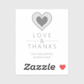 Chic Fake Grey Heart Lace Effect Thanks Supporting Sticker (Vel)