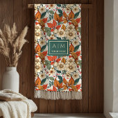 Chic Fall Floral Sage Olive Rusty Terracotta Cozy  Fleece Deken