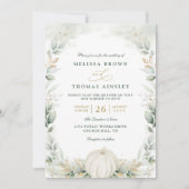 Chic Fall in Love Pumpkin Greenery QR Code Wedding Kaart (Voorkant)