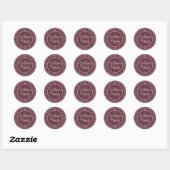 Chic Familie Monogram Retouradres Burgundy Ronde Sticker (Vel)