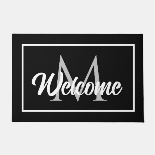Chic Family Monogram Welkom Mat Black White Grey (Voorkant)