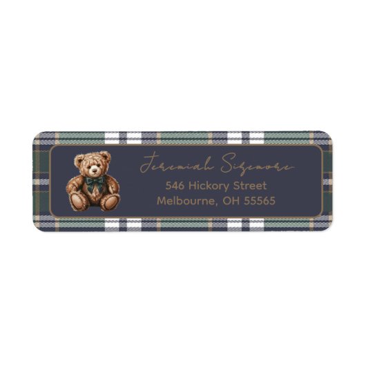 Chic Fancy Bear R.L. thema retouradreslabel Etiket (Voorkant)