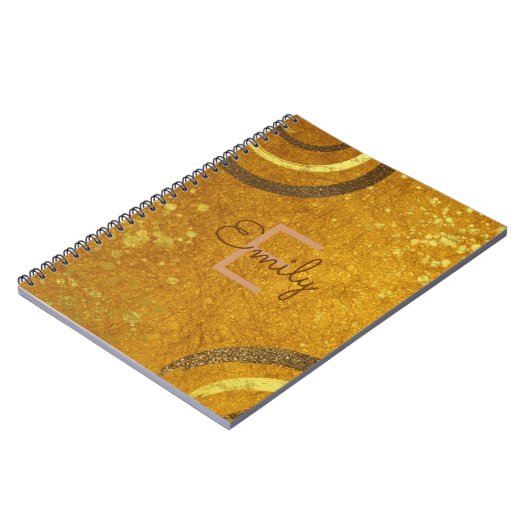 Chic Fancy bruin goud Glitter Modern Glam Custom Notitieboek (Linkerzijde)