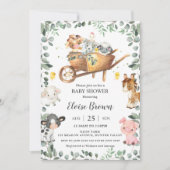Chic Farm Animals Barnyard Greenery Baby shower I Kaart (Voorkant)