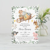 Chic Farm Animals Barnyard Greenery Baby shower I Kaart (Staand voorkant)