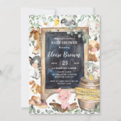 Chic Farm Animals Barnyard Greenery Baby shower Kaart (Voorkant)