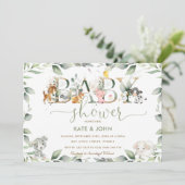 Chic Farm Animals Greenery Baby shower Neutraal Kaart (Staand voorkant)