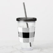 chic farmhouse black white buffalo plaid acryl drinkbeker (Links)