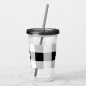 chic farmhouse black white buffalo plaid acryl drinkbeker (Achterkant)