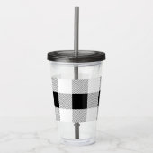 chic farmhouse black white buffalo plaid acryl drinkbeker (Voorkant)
