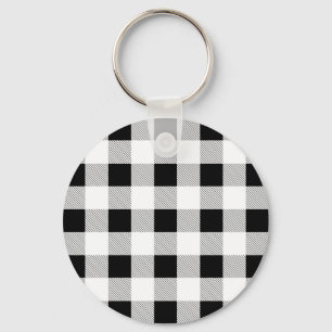 chic farmhouse black white buffalo plaid sleutelhanger