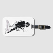 Chic Fashionable Woman Coffee Lover Personalizeerd Bagagelabel (Voorkant (horizontaal))