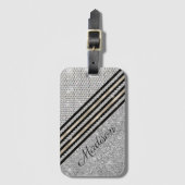 Chic faux Crystal en Silver glitter Persoonlijk Bagagelabel (Voorkant (verticaal))