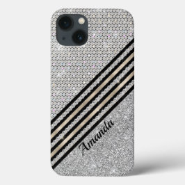 Chic faux Crystal en Silver glitter Persoonlijk Case-Mate iPhone Case