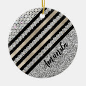 Chic faux Crystal en Silver glitter Persoonlijk Keramisch Ornament (Voorkant)