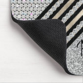 Chic faux Crystal en Silver glitter Persoonlijk Muismat (Hoek)