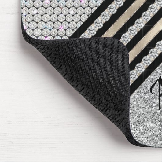 Chic faux Crystal en Silver glitter Persoonlijk Muismat (Hoek)