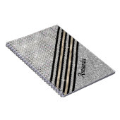 Chic faux Crystal en Silver glitter Persoonlijk Notitieboek (Rechterzijde)