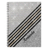Chic faux Crystal en Silver glitter Persoonlijk Notitieboek (Voorkant)