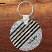 Chic faux Crystal en Silver glitter Persoonlijk Sleutelhanger (Voorkant)