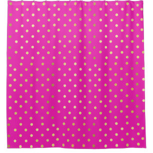 Chic Faux Folie Leaf Gold Stippen Hot Pink Douchegordijn