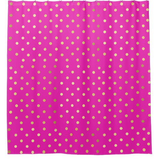Chic Faux Folie Leaf Gold Stippen Hot Pink Douchegordijn (Voorkant)