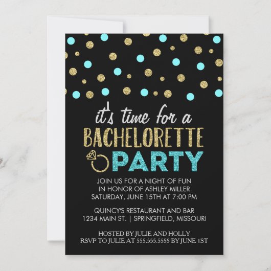 Chic Faux Glitter Bachelorette Party Kaart (Voorkant)