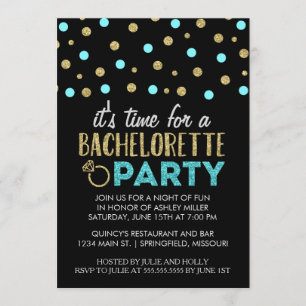 Chic Faux Glitter Bachelorette Party Kaart